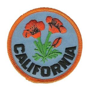 California Poppy State Flower Patch Iron On Orange